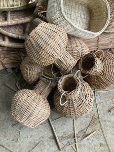 Vase de fleurs rondes en rotin naturel tissé à la main, vente en gros, style vietnamien, pour décoration, collection 2020 - Product Image 3