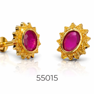 Trendy Gold Plated Princess Cut Purple Gemstone Floral <b>Stud</b> <b>Earrings</b> for Women for Party Occasions Third Party Certified - Product Image 1