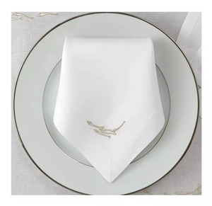 Custom Wholesale Embroidery Beige Fishes Placemat&Napkin Set <b>White</b> Linen for Home Restaurant Events - Product Image 2