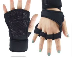 Qaswa Sports Half Finger Leather Fitness Gloves Lace-Up Adjustable Wrist Strap Shockproof Breathable Lightweight Unisex Weight - Product Image 1