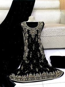 Costume Salwar Kameez, robe de mariage en velours, tenue de travail manuel indien, Shalwar, offre spéciale, 2022 - Product Image 4