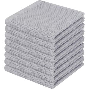 Lot de 8 torchons de cuisine en coton gaufré 100% gris clair, ultra doux, séchage rapide, 12 x 12 pouces - Product Image 1