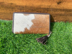 OEM ODM personalizar cuero de vaca embrague occidental tallado a mano cartera tallada cuero genuino tarjetas efectivo cartera para mujer - Product Image 5