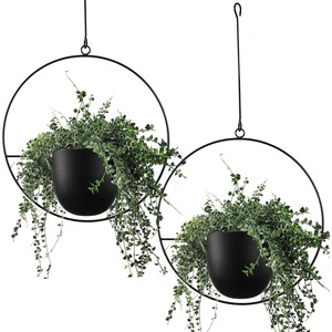 Pot de fleurs suspendu en métal avec design circulaire, style minimaliste, pour plantes d'intérieur et d'extérieur - Product Image 1