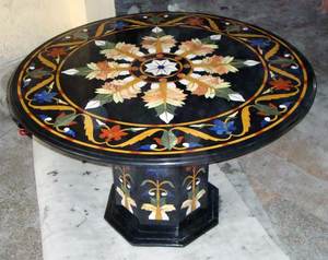 โต๊ะทรงกลมดีไซน์สวยหรู โดดเด่นด้วยการฝังลายหินอ่อนสีดำล้วน เหมาะสำหรับตกแต่งบ้านและร้านอาหาร - Product Image 6