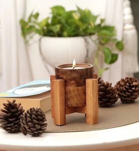 Wooden Jar Candle with stand - Product Image 1