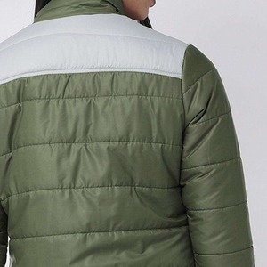 Green Quilted Women's <b>Jacket</b> With Stand Collar Full Sleeve Button Closure Autumn Wear - Product Image 4