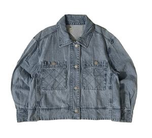 Veste en jean vintage personnalisée pour l'hiver, style formel et streetwear décontracté, avec broderie imprimée patchwork et décoration boutonnée - Product Image 1