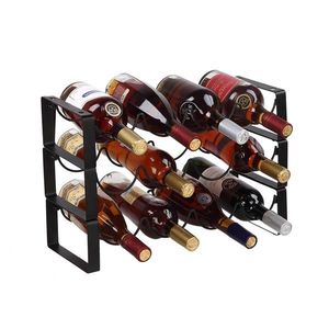 Estante de vino de metal apilable de 3 niveles Capacidad de 12 botellas Duradero y ahorrador de espacio - Product Image 5