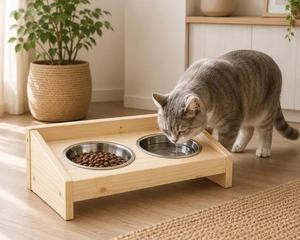 Station d'alimentation pour animaux de compagnie : Gamelle double surélevée pour chien et chat (nourriture et eau) - Product Image 5