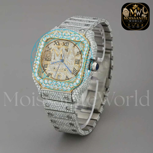 Montre MoissaniteWorld en acier inoxydable et bracelet en moissanite, testée au diamant, style hip-hop de luxe, sertie de moissanite VVS - Product Image 4