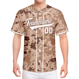 Maillot de baseball camouflage 100 % polyester entièrement personnalisé, respirant, en maille, col en V, séchage rapide, unisexe, ensemble de softball, meilleure vente - Product Image 3