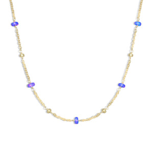 Collar separador de cadena con cuentas, collar minimalista con cadena de cuentas para mujer, delicado collar de cadena con cuentas doradas - Product Image 2