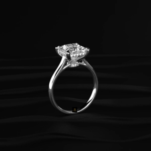 Anillo de diamante solitario princesa cultivado en laboratorio con doble halo oculto, corte catedral, certificado IGI, de color D a F, 3.00 ct central, 0.20 ct laterales, TW 3.20 - Product Image 5