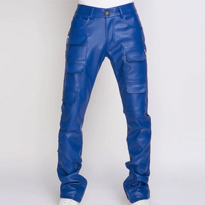 Black <b>Leather</b> <b>Pants</b> for Men New Adult Real Napa Cowhide Soft Lightweight Breathable <b>Plus</b> <b>Size</b> Mid Waist Casual Zipper - Product Image 4