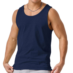Men Solid Color O-Neck Knitted Tank Top Casual Style Dark Blue Sleeveless <b>Vest</b> Custom Logo High Quality Material - Product Image 4