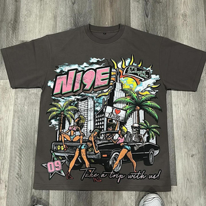 เสื้อยืดผู้ชายสไตล์สตรีท แขนสั้น ผ้าคอตตอน 100% หนานุ่ม ซักย้อมสีแบบแอซิดวอช พิมพ์ลายโลโก้ขนาดใหญ่ตามสั่ง ระบายอากาศได้ดี - Product Image 4