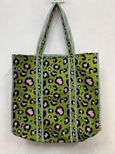Bolsa de Mano Impermeable de Algodón con Estampado de Leopardo Verde, Gran Capacidad, Reutilizable, Ecológica, para Compras, para Mujer - Product Image 3