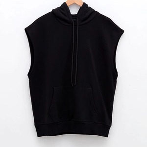 Hoodies sans manches pour hommes de haute qualité, impression numérique, 100% coton, molleton tricoté, hoodies sans manches à capuche - Product Image 5