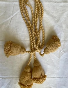 <b>Curtain</b> tassel tieback pair in a peachy yellow colour, from cotton - Product Image 2