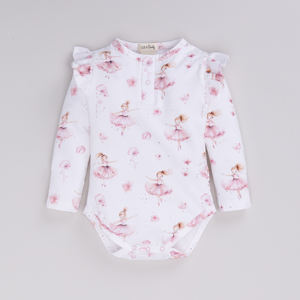 Body à manches longues en bambou bio élasthanne de qualité supérieure sous-vêtements pour bébés à imprimé ballerine - Product Image 1