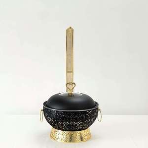 Luxury Round Lattice Chafing Dish Set Stainless Steel Buffet Food Warmer Ornate Gold White <b>Black</b> Catering Server - Product Image 3