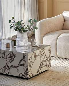 Luxury Natural Stone Farmhouse Coffee <b>Table</b> with Marble Top and Metal <b>Legs</b> for Hotel Use - Product Image 2