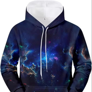 Sudadera con Capucha Estilo Galáctico, Estampado Espacial Cósmico, Sudadera Holgada con Diseño de Cielo Estrellado, Sudadera Unisex de Moda Urbana - Product Image 1