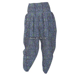 Indian Women's Organic Cotton Yoga Patiala Pants Quick Dry Harem <b>Genie</b> Aladdin Block Printed <b>Trousers</b> For Summer - Product Image 2