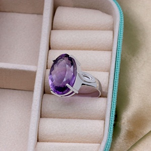 Bague en argent sterling 925 avec améthyste naturelle pour femme, bague solitaire ovale en pierre précieuse, bijoux fins faits à la main, cadeau - Product Image 6