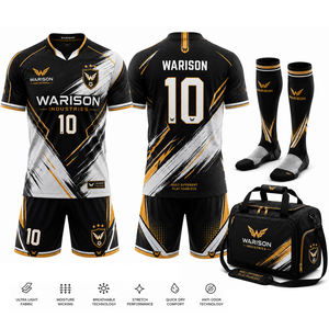 Unisex Breathable Football Uniform Set Plus Size Football Training Jersey Short Socks And Bag Set With Custom Name And Number - Product Image 3