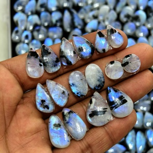 Lote de Gemas de Piedra Lunar Arcoíris Natural Blanca y Azul, Formas Mixtas, para Joyería, 16x10x3mm 20x12x3mm, Promedio 10 Quilates - Product Image 1