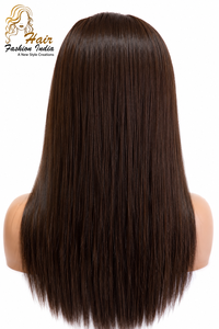Long Straight <b>Brown</b> Human Hair Full Lace Wig with Baby Hair Transparent Lace Silk Base Glueless Average Size 200gm - Product Image 5