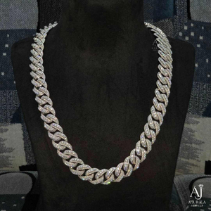 AARVA JEWELS Hiphop Moissanite <b>Statement</b> <b>Necklace</b> 925 Silver Rhodium Plated Link Chain Luxury Unisex Party Everyday Wear - Product Image 5