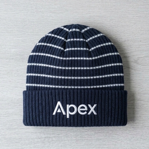 Men's <b>Navy</b> Striped <b>Beanie</b> Hat Knit Cuffed Winter Cap Unisex Streetwear Skull Cap Custom Logo Wholesale Fashion Accessory - Product Image 4