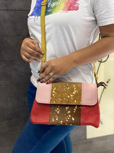 Sac à main en cuir véritable pour femmes, sacoche à bandoulière en cuir véritable, sacoche en fourrure métallique, Unique et élégante - Product Image 3