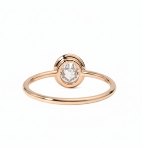 Anillo Minimalista Solitario de Oro Rosa de 10K/14K con Corte Ovalado, Anillo de Compromiso, Anillo con Engaste de Bisel, Anillo para Uso Diario, Anillo de Regalo de Boda - Product Image 3