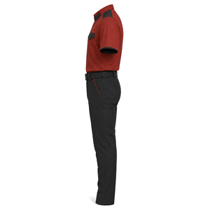 Ensemble de vêtements de travail personnalisés rouge et noir à manches courtes et pantalon cargo pour le personnel des installations industrielles, vente en gros, fabricant OEM - Product Image 4