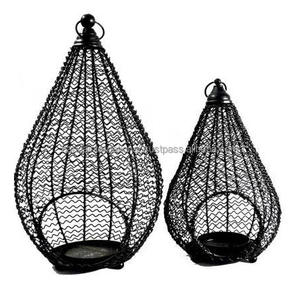 Bougeoir Votif Rond en Fer Lot de 2 Pièces Revêtement en Poudre Noire Finition Suspendue Décoration de la Maison Avec Autres Bougeoirs - Product Image 1