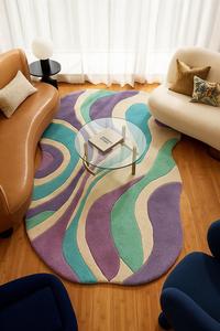 Luxury Modern Organic Wool <b>Carpet</b> Hand Tufted Blue white purple Abstract Area Rug for Living Room Bedroom for Home Picnic Use - Product Image 4