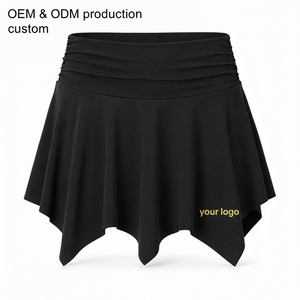 Jupe-short asymétrique de pickleball à ourlet incliné moderne en tricot extensible pour femmes et jeunes, performance optimale, personnalisation du logo, production OEM ODM - Product Image 5