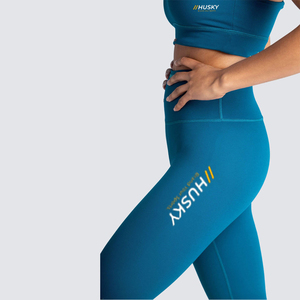 HUSKY Women's Ribbed Sports <b>Bra</b> Leggings Set <b>Blue</b> Seamless Fitness Wear Breathable Racerback Scoop Neck High Support - Product Image 6