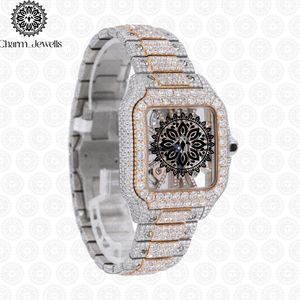 Reloj Mecánico Cuadrado de Acero Inoxidable para Mujer, de Lujo, con Esfera Analógica, Cristal de Zafiro, Bisel con Diamantes y Cierre Plegable, Charm_Jewells - Product Image 1