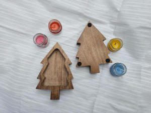 Cuenco de madera artesanal Curio Craft para árbol de Navidad y recipiente rústico para velas de cera de soja |   Decoración del Hogar - Product Image 5