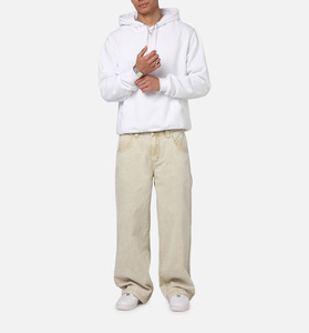 <b>Men</b> Oversized <b>White</b> Cotton Fleece Hoodie <b>Sweatshirt</b> Casual Solid Color Pocket Design Regular Fit Casual Wear - Product Image 3