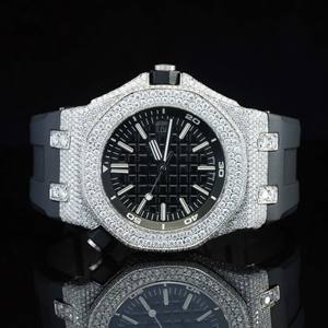 Reloj de Diamantes Moissanite para Hombre con Esfera Redonda de Lujo Personalizada con Función de Fecha Automática, Nuevo Reloj Mecánico de Moda - Product Image 1