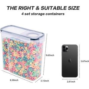 Set di 4 Contenitori Ermetici per Cereali Senza BPA, 135.2oz, Grandi Contenitori per Alimenti con Dispenser per la Conservazione dei Cereali - Product Image 4