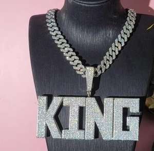 Collar con Colgante Personalizado con Nombre, con Moissanita, Chapado en Plata 925, con Engaste de Bisel, Joyería Hip Hop para Hombre - Product Image 2