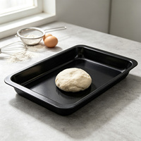 Plaque de cuisson rectangulaire en acier au carbone de 12 pouces avec revêtement antiadhésif pour la cuisson au four de pizzas et de gâteaux