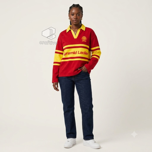 Camisa de rugby piqué para mujer NSPDK, con cuello, paneles de color en bloques, polo universitario de rugby, top deportivo con letras griegas bordadas - Product Image 5